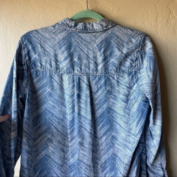 Cloth and Stone Blue Chevron Long Sleeve Shirt‎ Dress - Picture 5 of 9